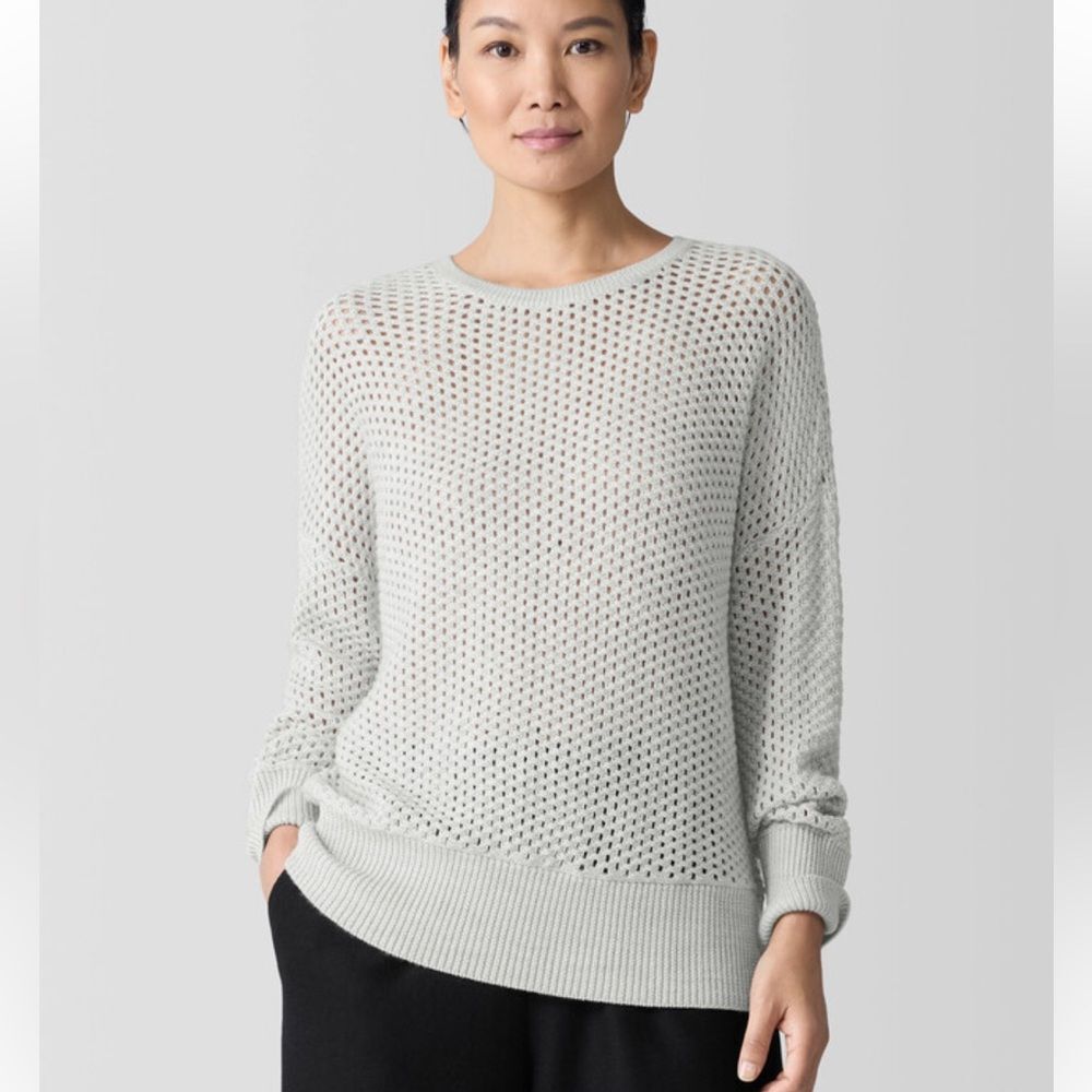 Eileen Fisher Merino Crew Neck Sweater in Regenerative Wool